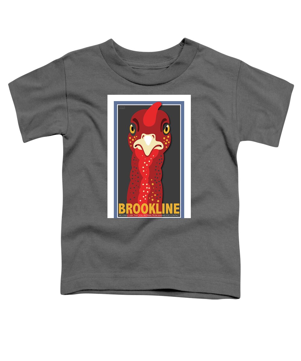 Brookline Turkeys Toddler T-Shirt featuring the digital art Turkey Stare by Caroline Barnes