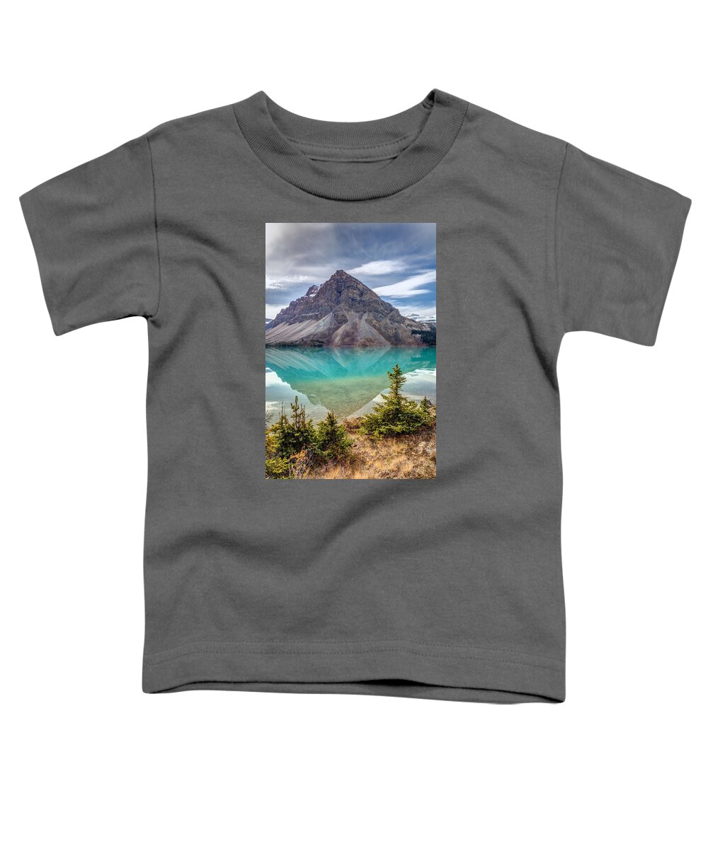 5dsr Toddler T-Shirt featuring the photograph Turquoise reflection at Bow Lake by Pierre Leclerc Photography