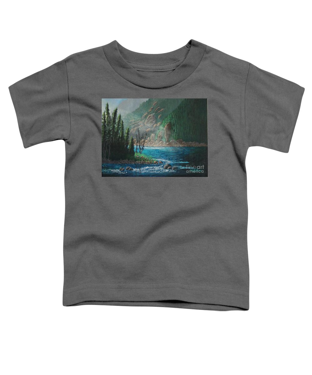 Landscape Toddler T-Shirt featuring the painting Turquoise River by Bob Williams