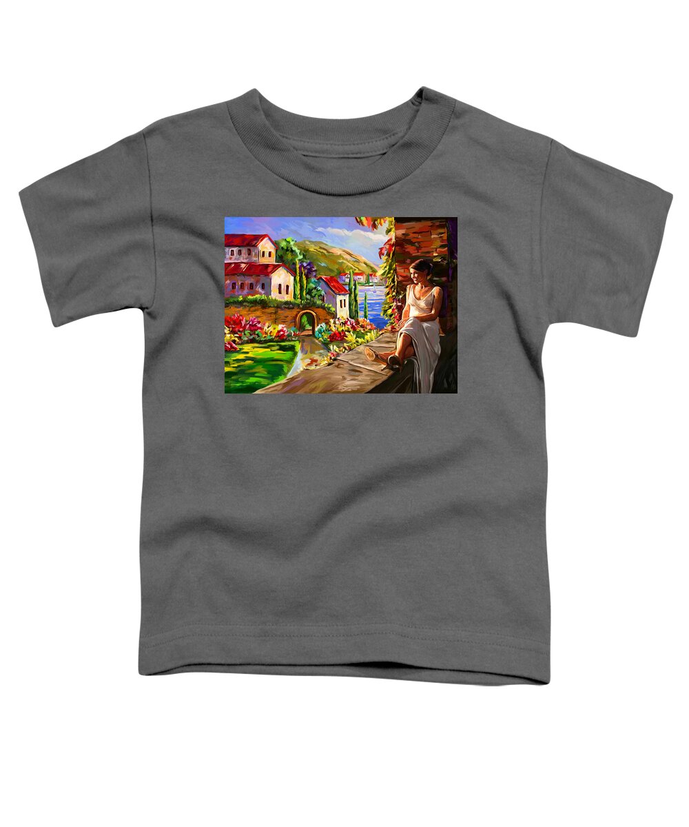 Tuscany Toddler T-Shirt featuring the digital art Tuscany Seascape by Tim Gilliland
