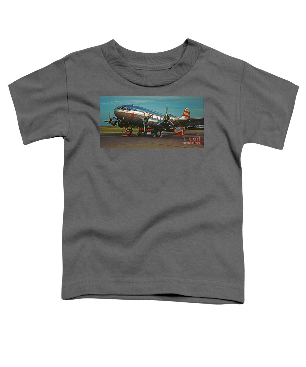 Historic Airplane Toddler T-Shirt featuring the photograph TWA Stratoliner The Transcontinental Line by Henry Boris by Rolf Bertram
