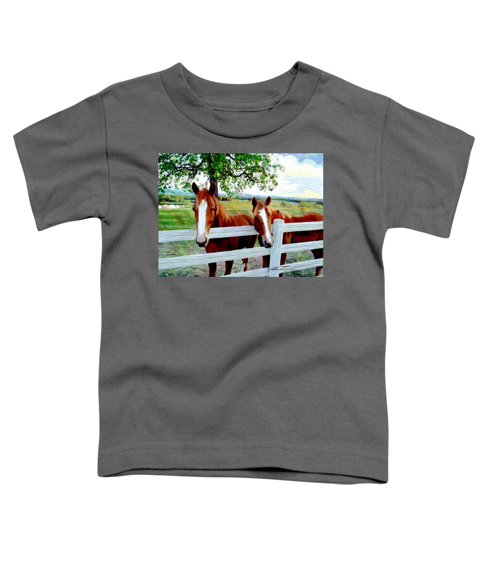 Horses Toddler T-Shirt featuring the painting Twin Ponies by Dale Turner