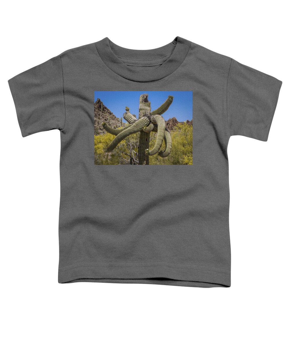 Jean Noren Toddler T-Shirt featuring the photograph Twisted Saguaro by Jean Noren