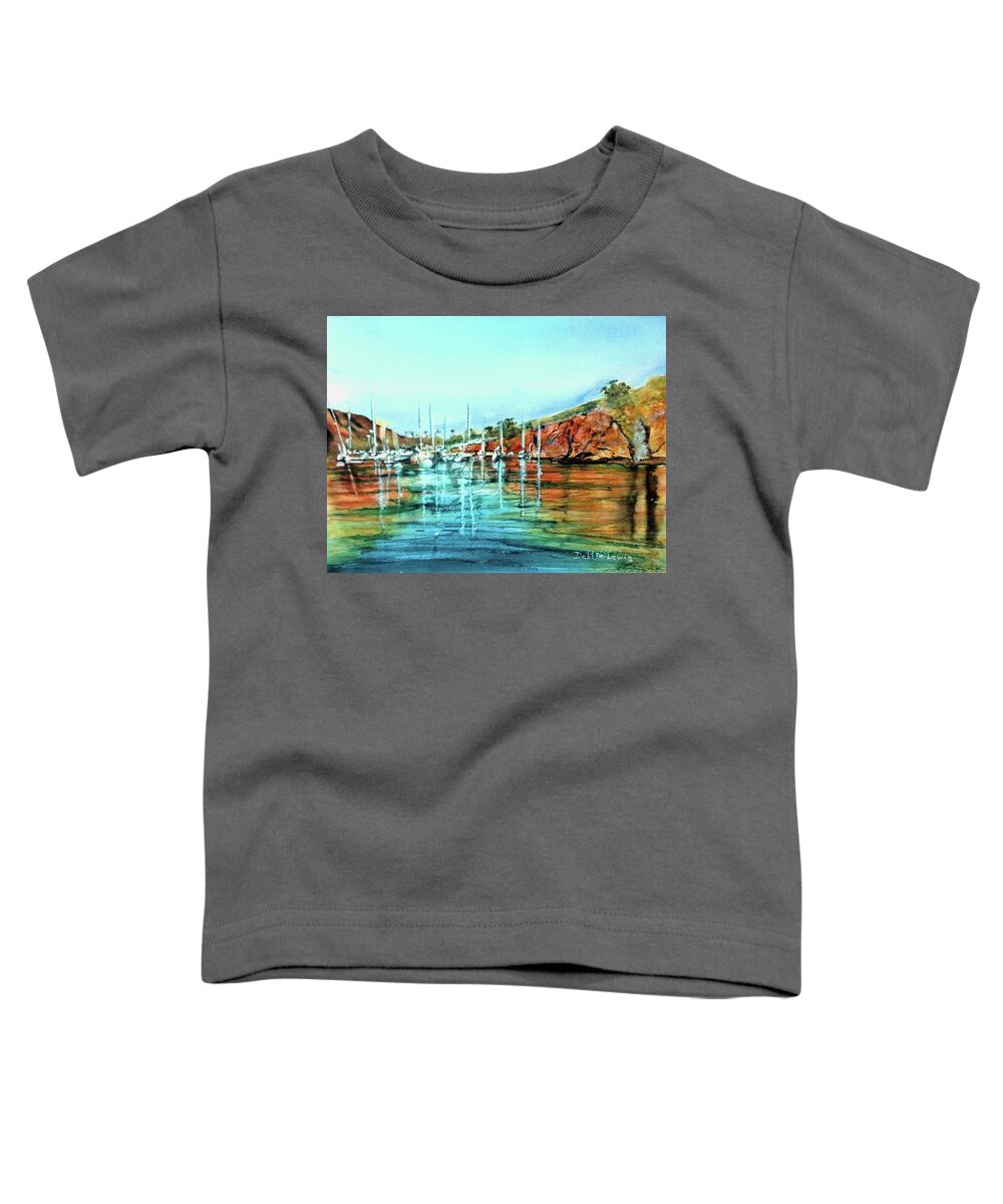 Two Harbors Toddler T-Shirt featuring the painting Two Harbors Catalina Morning Impressions by Debbie Lewis