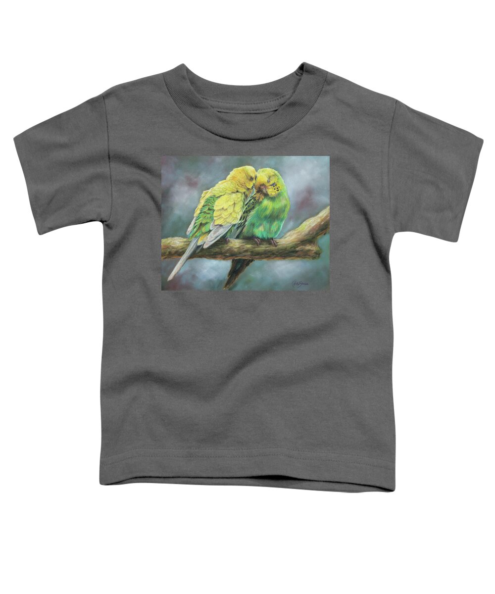 Budgie Toddler T-Shirt featuring the pastel Two of a Kind by Kirsty Rebecca