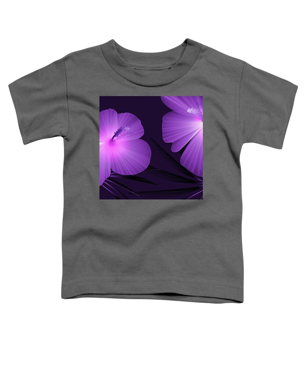 Tropical Print Toddler T-Shirt featuring the digital art Ultraviolet Hibiscus Tropical Nature Print by Sand And Chi