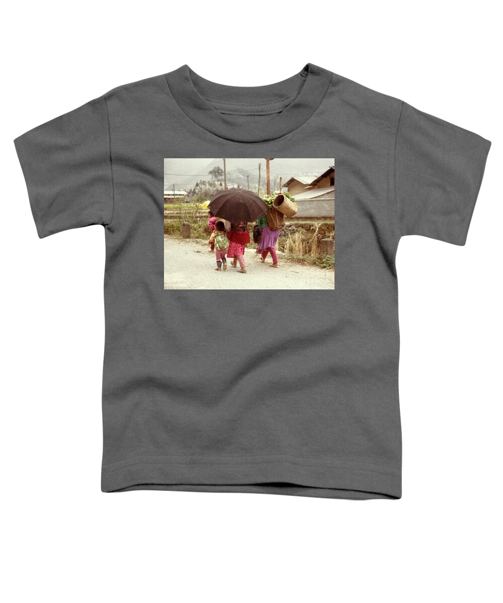 Vietnam Toddler T-Shirt featuring the photograph Umbrella Children Vietnamese by Chuck Kuhn