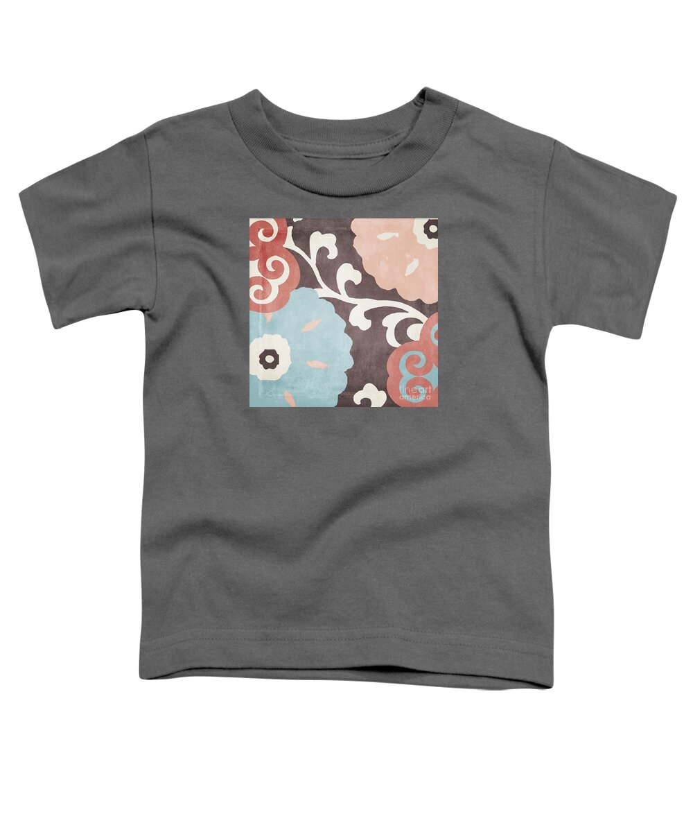 Suzani Toddler T-Shirt featuring the painting Umbrella Skies II Suzani Pattern by Mindy Sommers