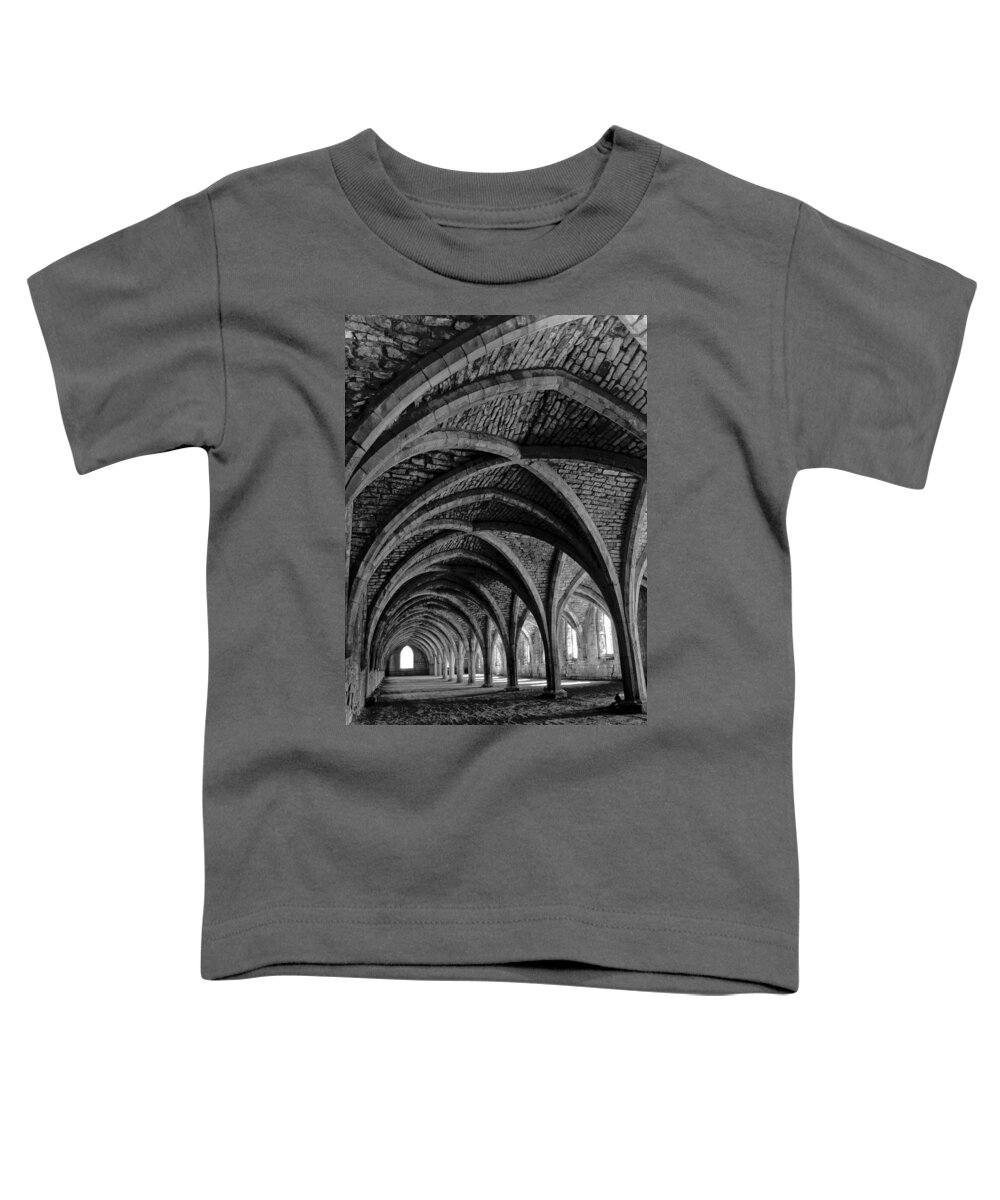 Monochrome Photography Toddler T-Shirt featuring the photograph Under the vaults. Vertical. by Elena Perelman