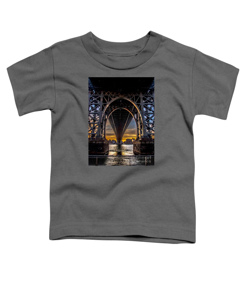 Williamsburg Bridge Toddler T-Shirt featuring the photograph Under the Williamsburg Bridge by James Aiken