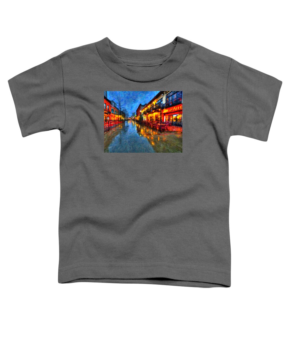 Night Toddler T-Shirt featuring the painting Urban Rain Reflections by Prince Andre Faubert