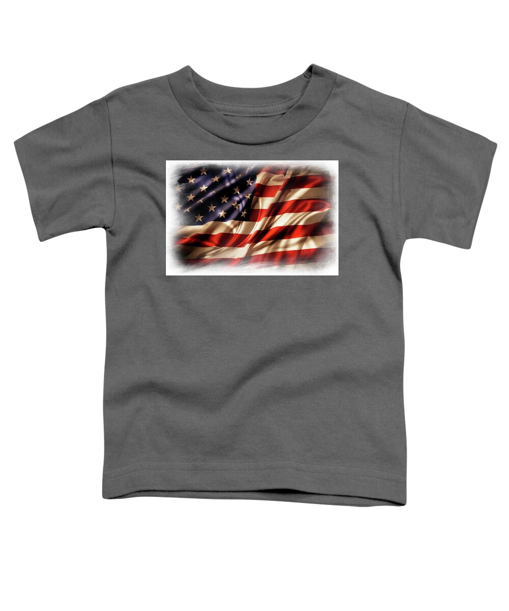 American Flag Toddler T-Shirt featuring the photograph USA flag 7 by Les Cunliffe