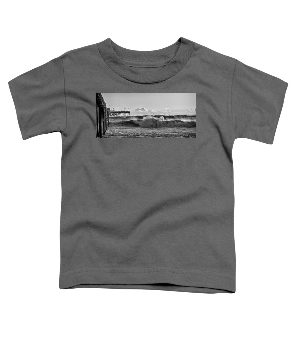 Ventura Pier Toddler T-Shirt featuring the photograph Ventura Pier El Nino 2016 by John A Rodriguez