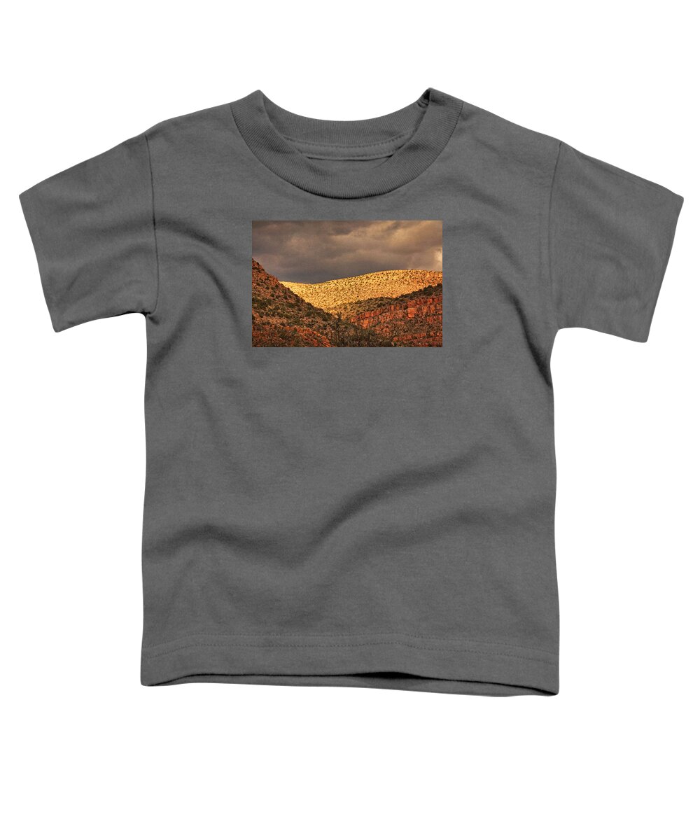 Verde Valley Toddler T-Shirt featuring the photograph Verde Canyon View Txt by Theo O'Connor