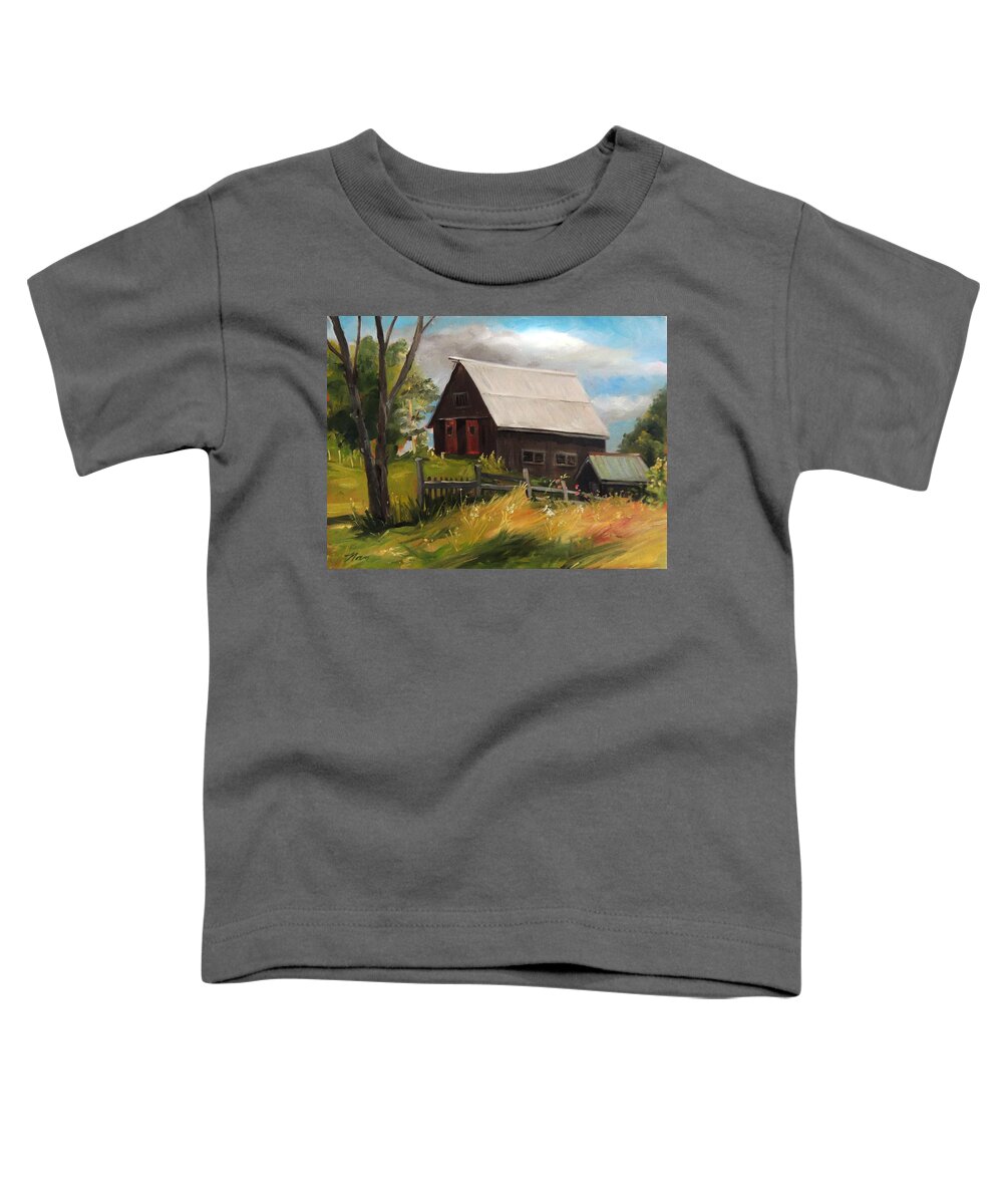 Barn Toddler T-Shirt featuring the painting Vermont Barn by Nancy Griswold