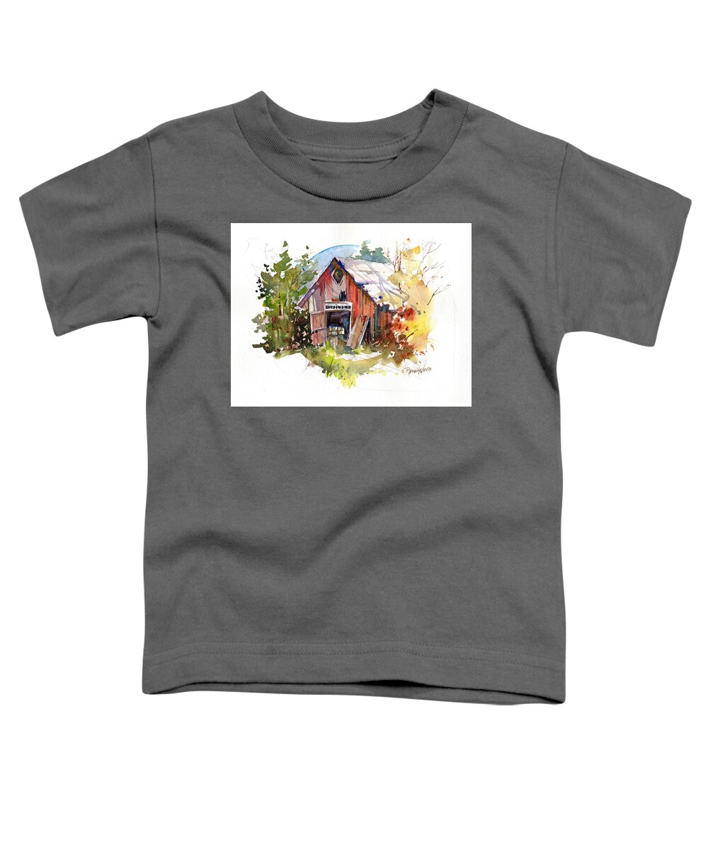 New England Scenes Toddler T-Shirt featuring the painting Vermont Barn by P Anthony Visco