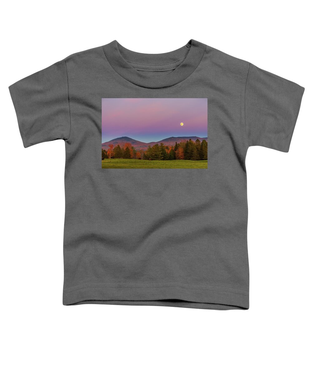 Vermont Toddler T-Shirt featuring the photograph Vermont Fall, Full Moon and Belt of Venus by Tim Kirchoff