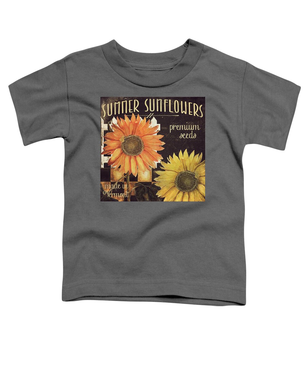 Sunflowers Toddler T-Shirt featuring the painting Vermont Farms Sunflowers by Mindy Sommers