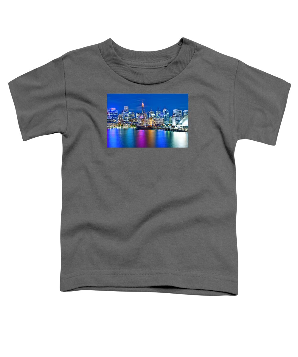 Sydney Toddler T-Shirt featuring the photograph Vibrant Darling Harbour by Az Jackson