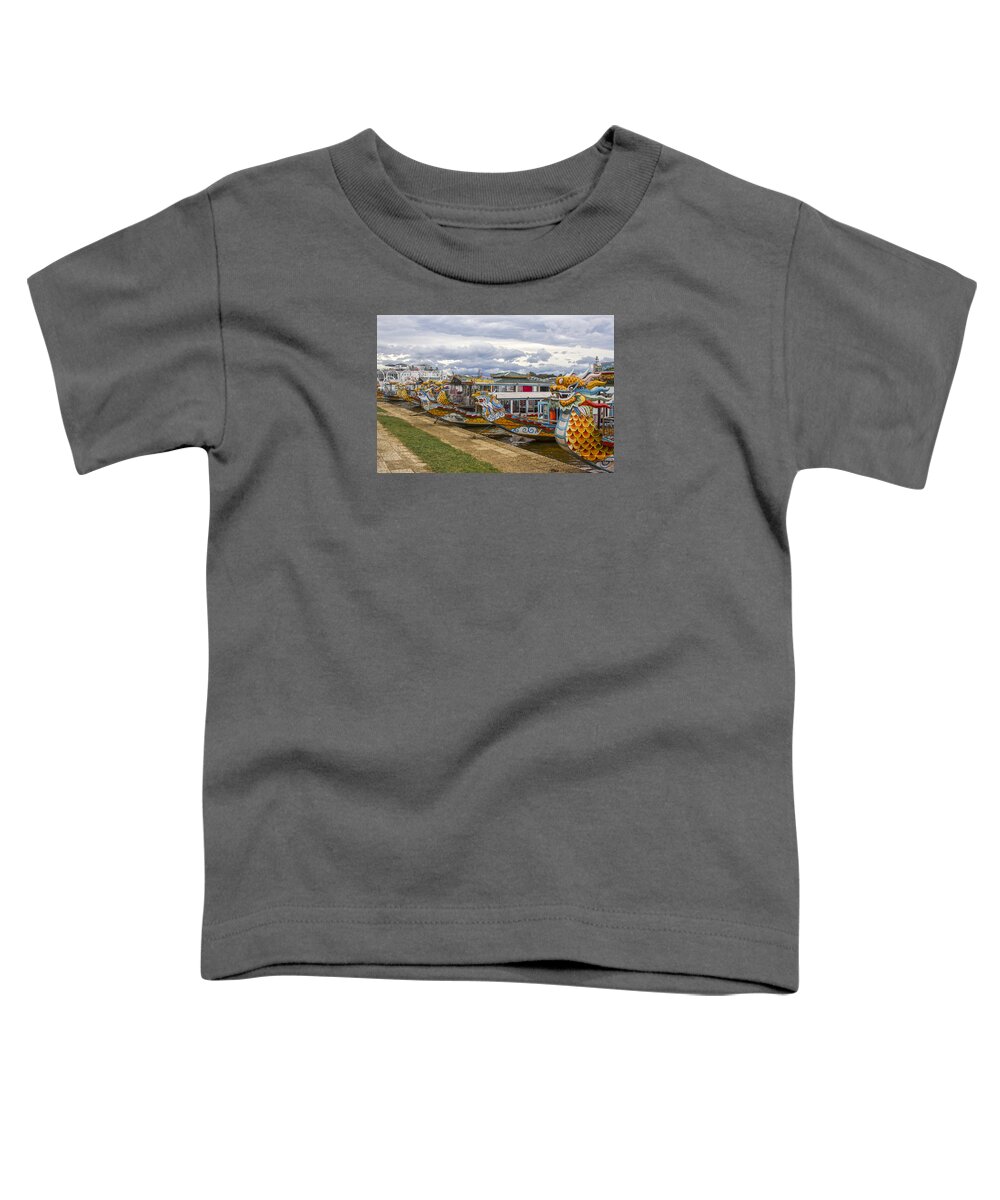 Travel Toddler T-Shirt featuring the photograph Vietnamese Dragon Boats by Venetia Featherstone-Witty