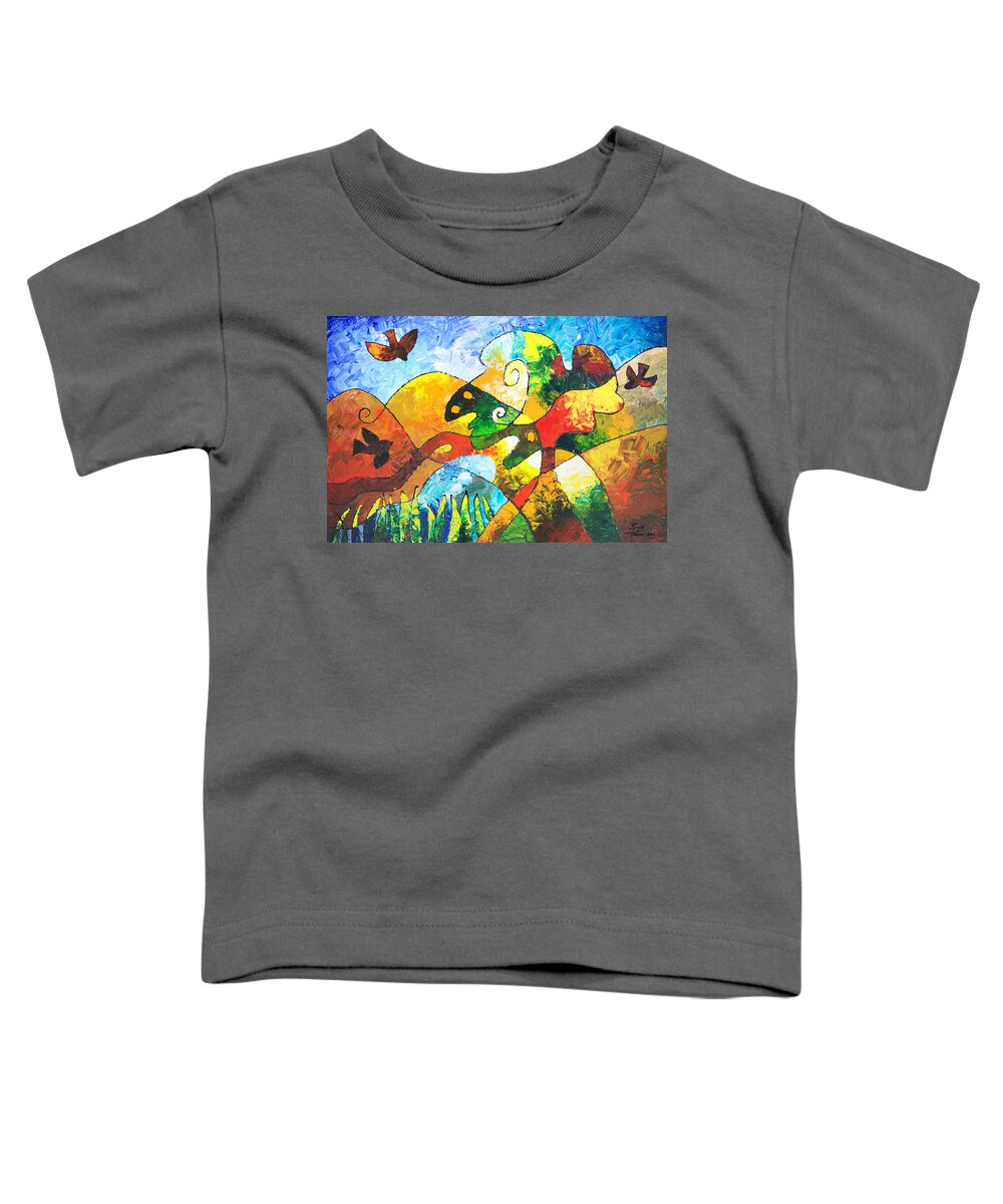 Tree Toddler T-Shirt featuring the painting View from Valley Road by Sally Trace