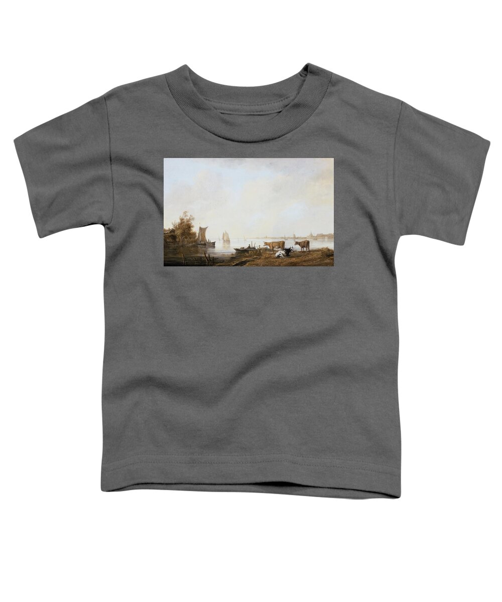 View Of The Maas Near Dordrecht Toddler T-Shirt featuring the painting View of the Maas near Dordrecht by MotionAge Designs