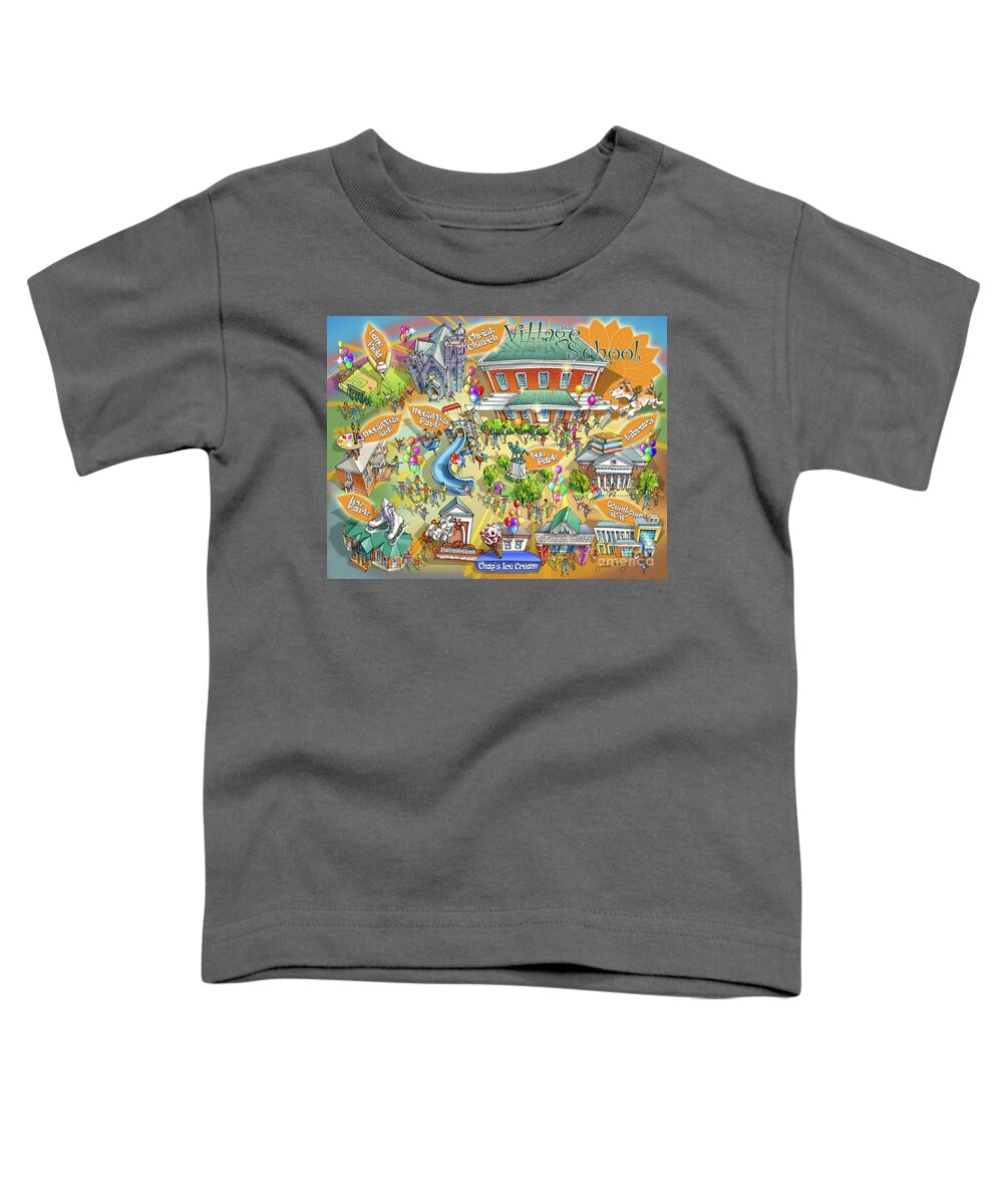 Village School Toddler T-Shirt featuring the painting Village School by Maria Rabinky