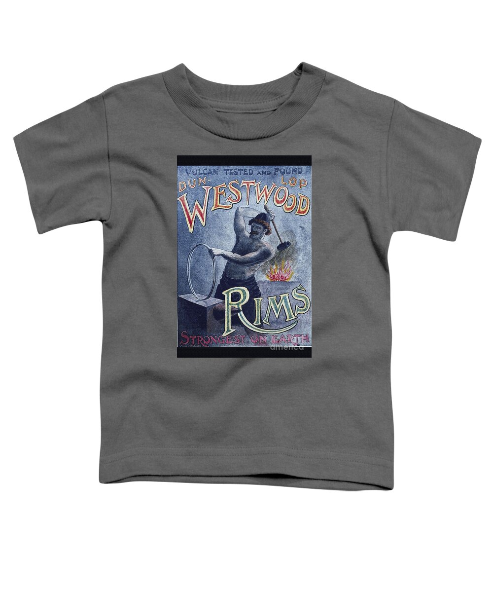 Vintage Toddler T-Shirt featuring the digital art Vintage cycle poster Dun Lop Westwood rims vulcan tested Strongest on Earth by Vintage Collectables