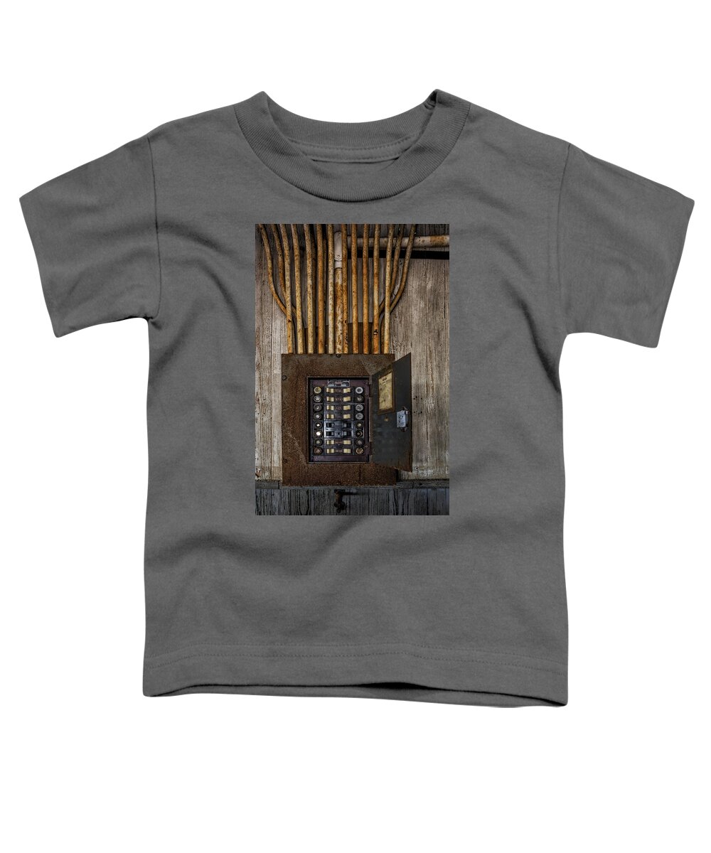 Electrician Toddler T-Shirt featuring the photograph Vintage Electric Panel by Susan Candelario