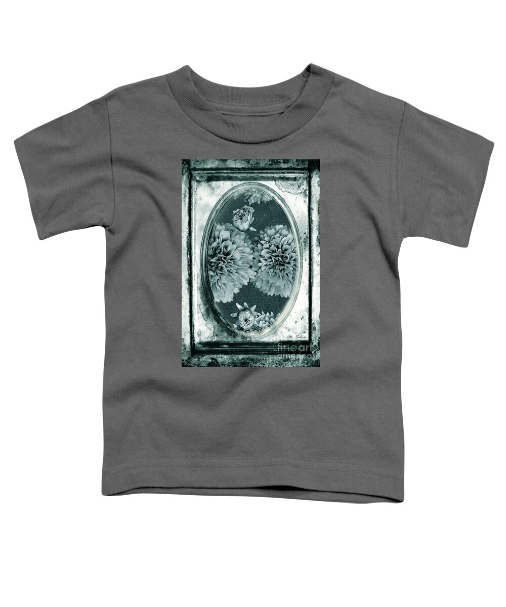 Vintage Toddler T-Shirt featuring the photograph Vintage Glass Cyanoplate Dahlias by Nina Silver