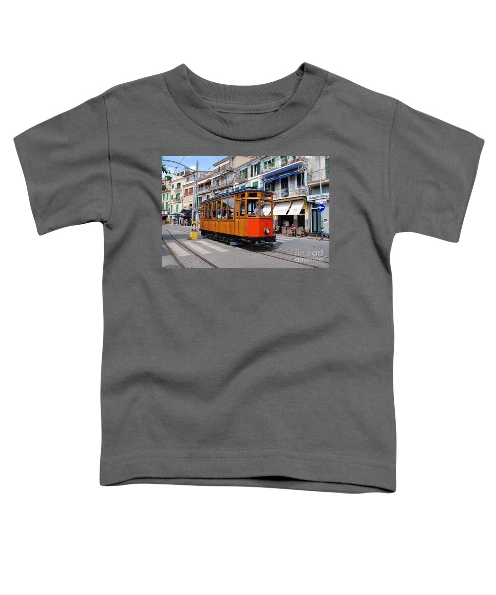 Soller Toddler T-Shirt featuring the photograph Vintage Soller tram in Majorca by David Fowler