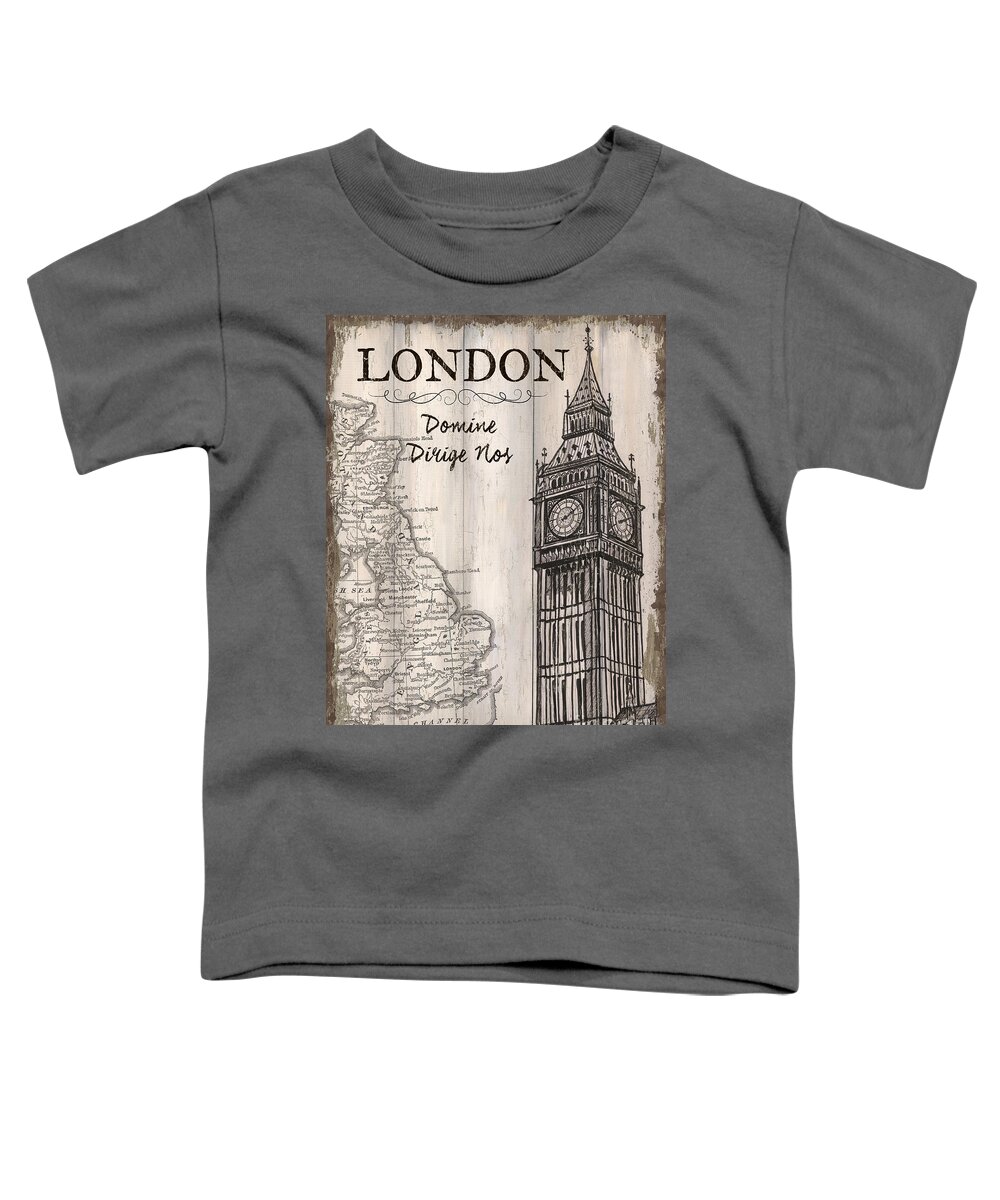 Travel Poster Toddler T-Shirt featuring the painting Vintage Travel Poster London by Debbie DeWitt