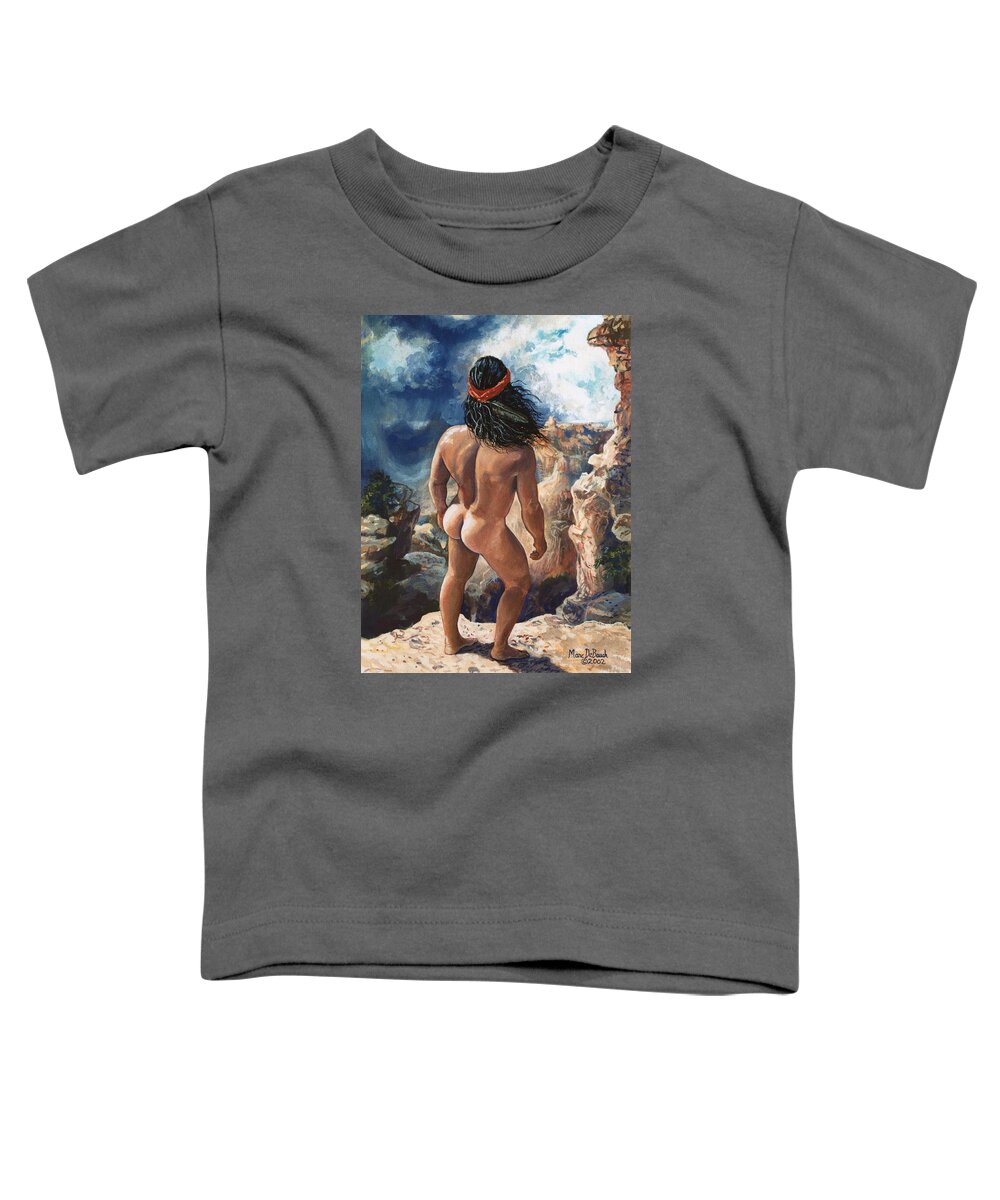 Native American Toddler T-Shirt featuring the painting Vision Quest by Marc DeBauch