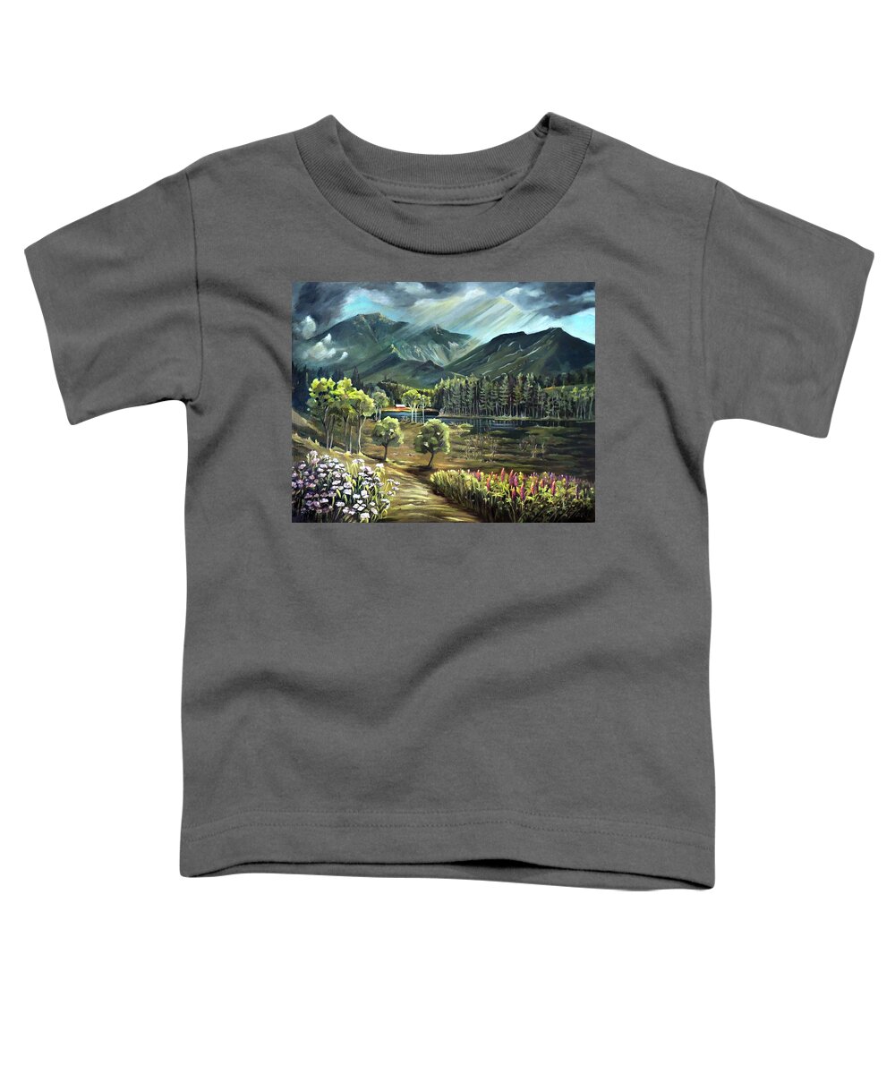 Cannon Mountain Toddler T-Shirt featuring the painting Vista View of Cannon Mountain by Nancy Griswold