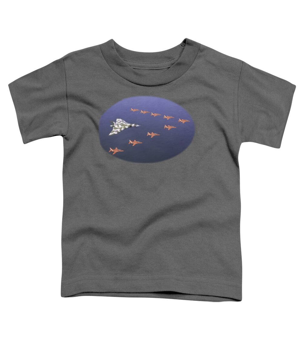 Aeronautics Toddler T-Shirt featuring the digital art Vulcan and Hawks by Roy Pedersen