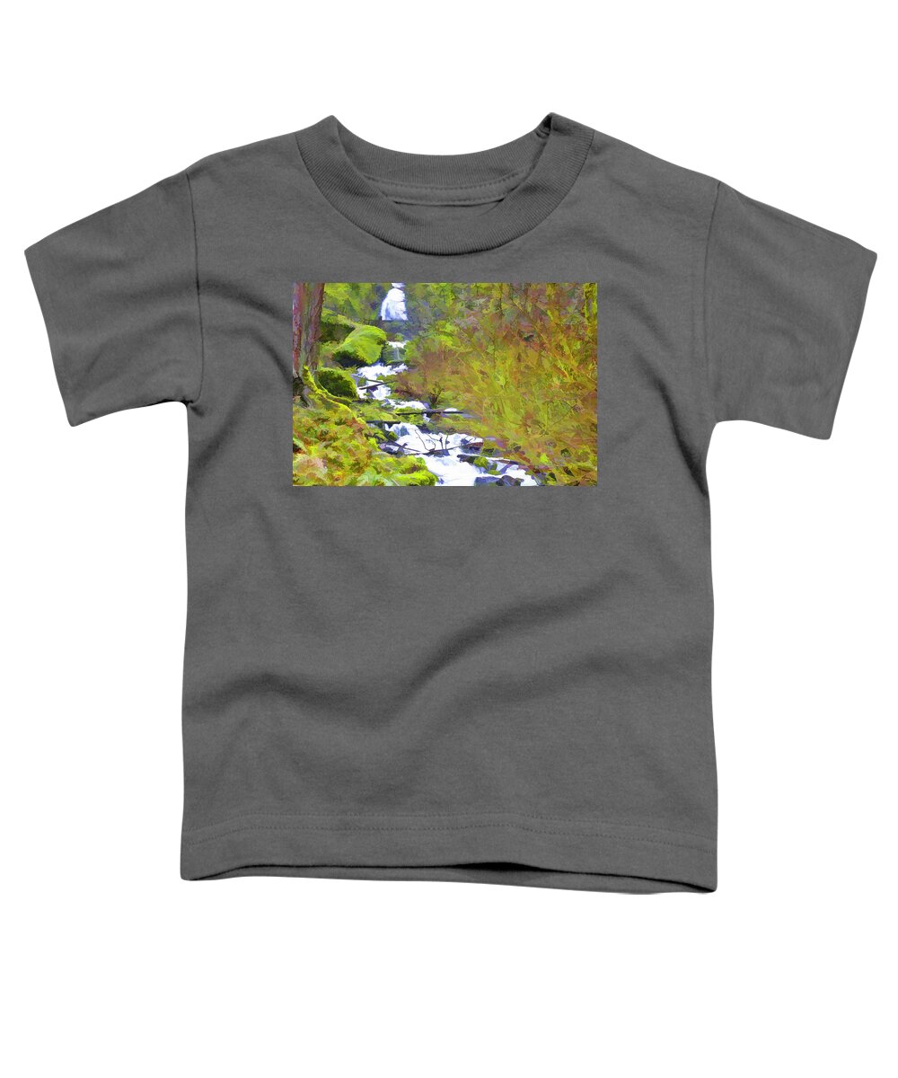 Wahkeena Falls Toddler T-Shirt featuring the photograph Wahkeena Falls Painterly by Lorraine Baum
