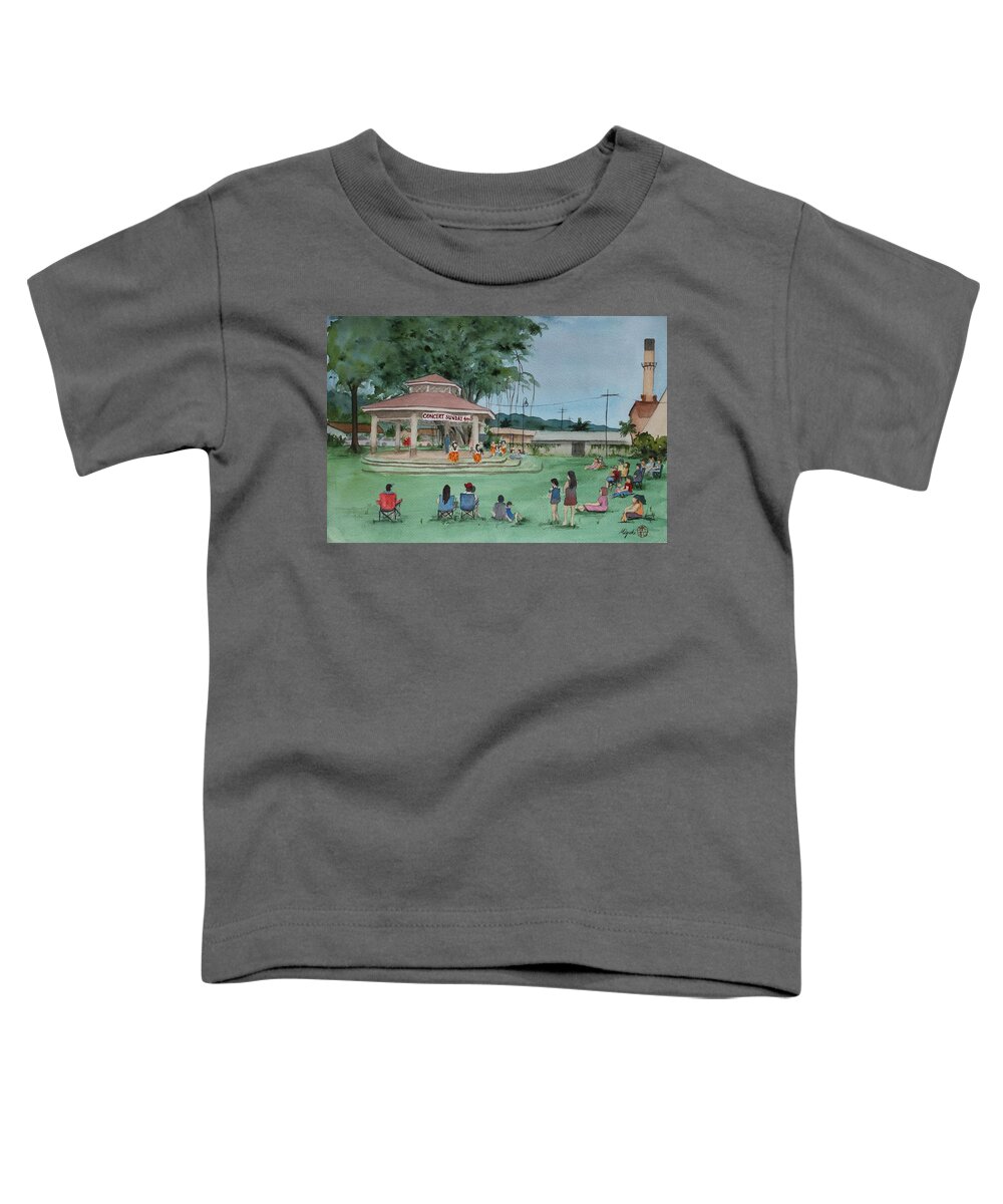 Waialua Toddler T-Shirt featuring the painting Waialua Bandstand by Kelly Miyuki Kimura