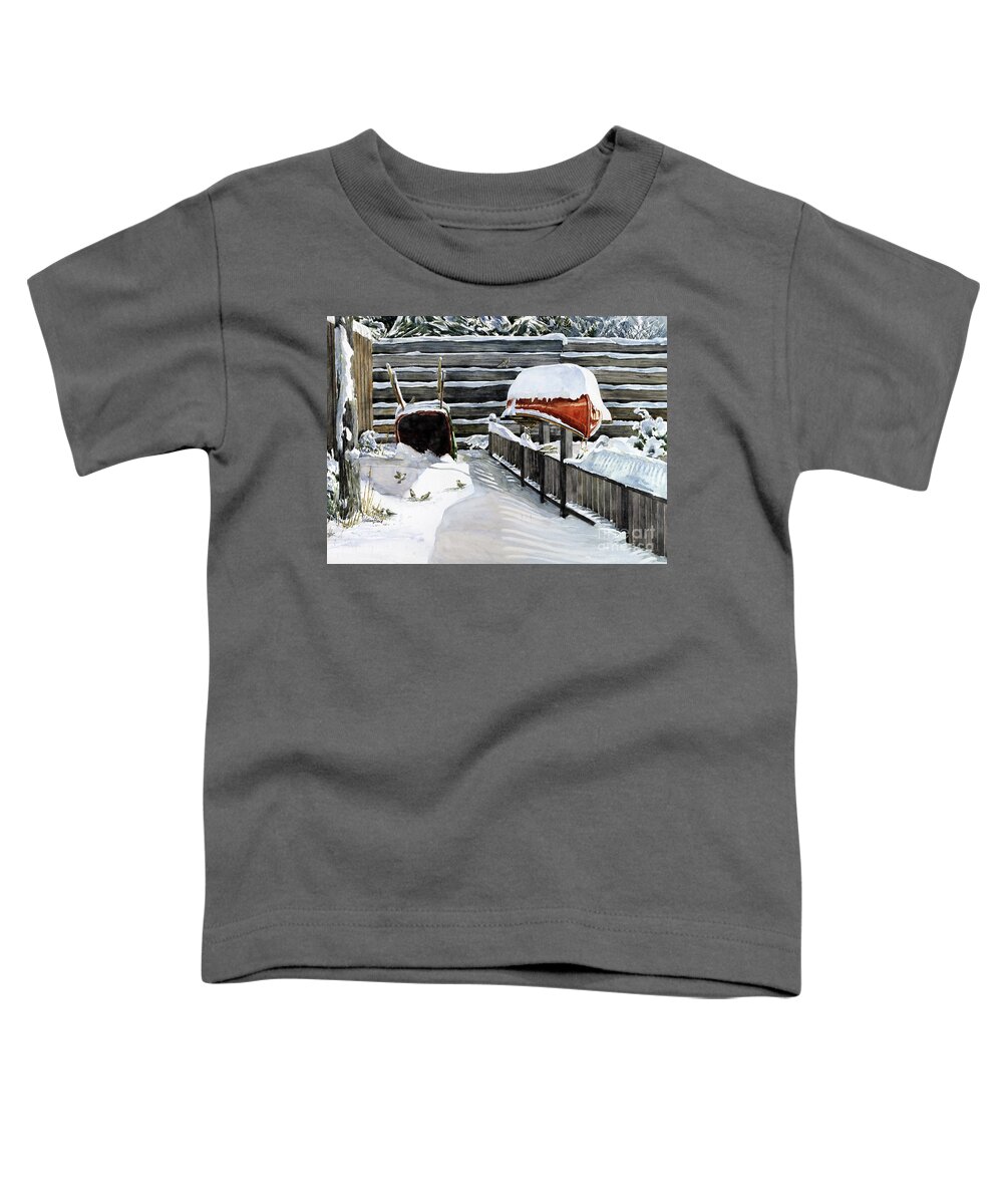 Canoe Toddler T-Shirt featuring the painting Waiting For Spring by William Band
