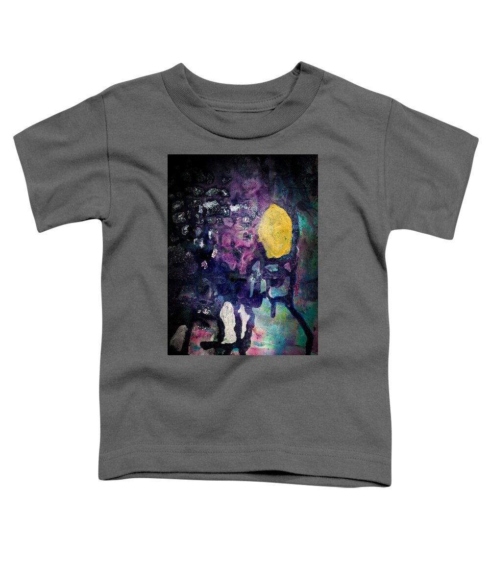 Abstract Toddler T-Shirt featuring the painting Waiting For The Sun - Abstract Colorful Mixed Media Painting by Modern Abstract