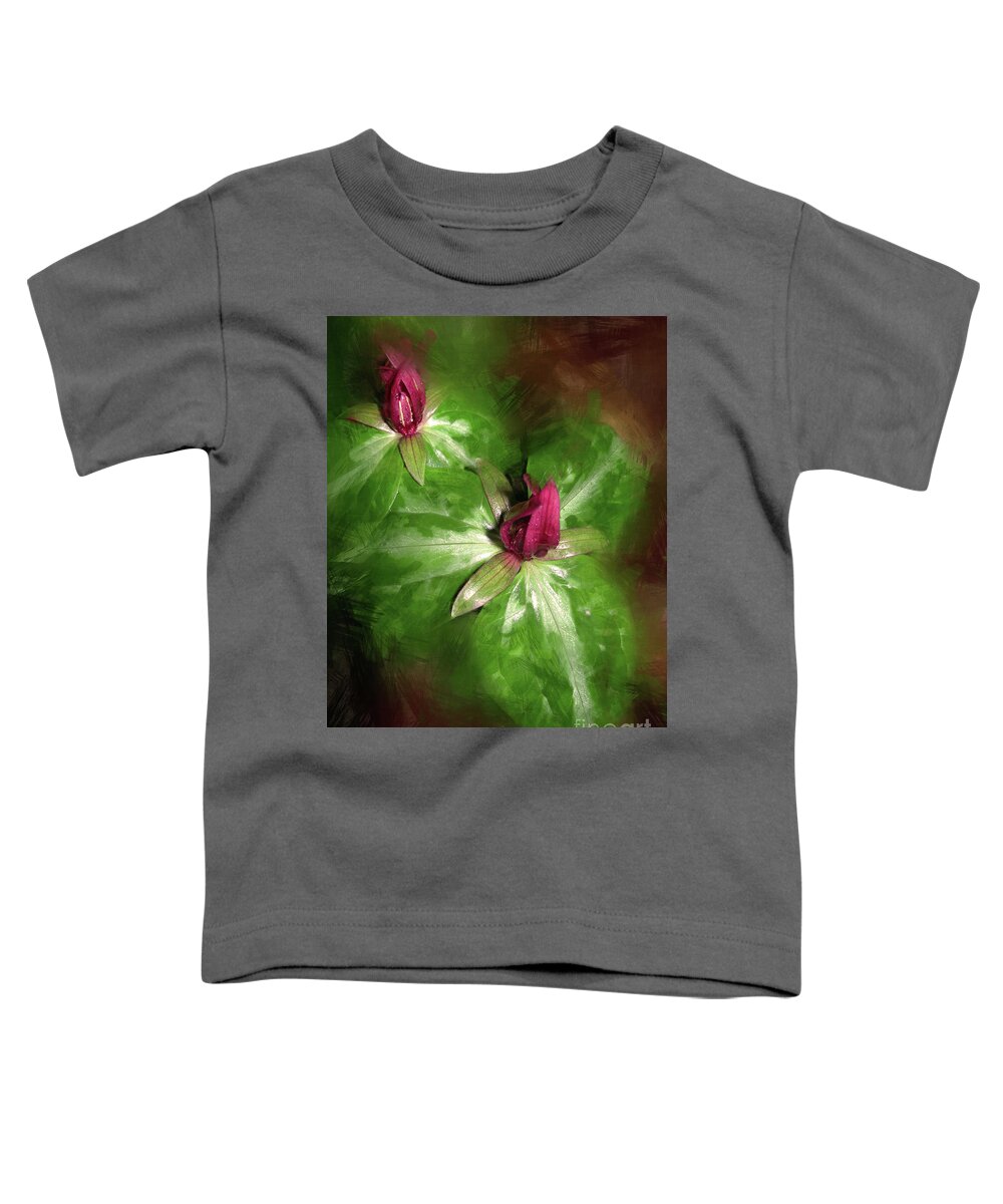 Trillium Toddler T-Shirt featuring the photograph Wakerobins in the Forest by Judi Bagwell