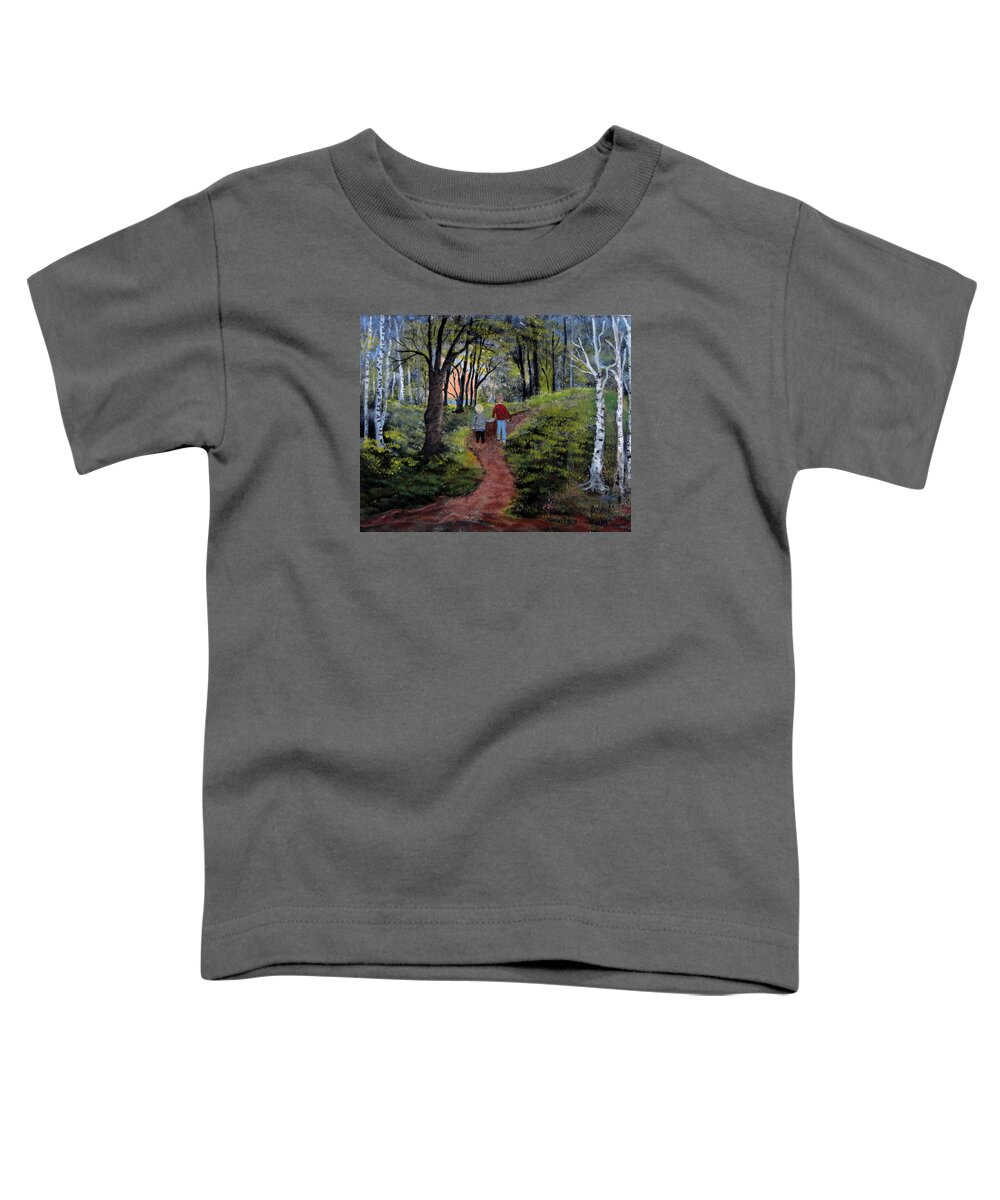 Walk Toddler T-Shirt featuring the painting Walk in the woods by Anne Sands