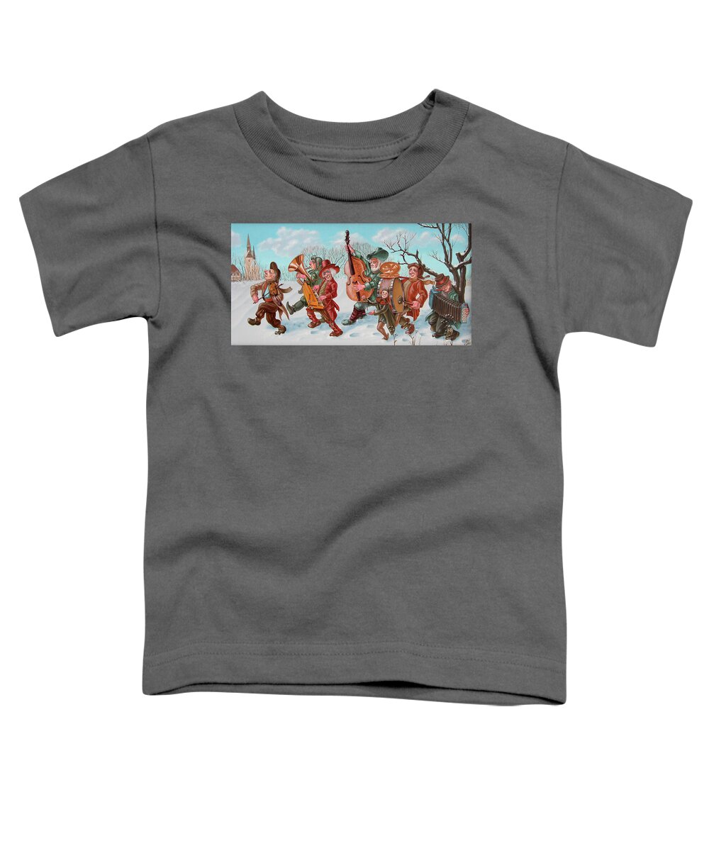 Painting Toddler T-Shirt featuring the painting Walking Musicians by Victor Molev