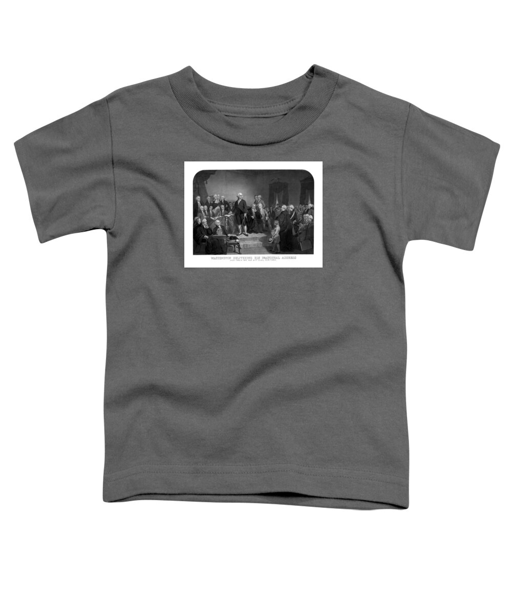 George Washington Toddler T-Shirt featuring the drawing Washington Delivering His Inaugural Address by War Is Hell Store