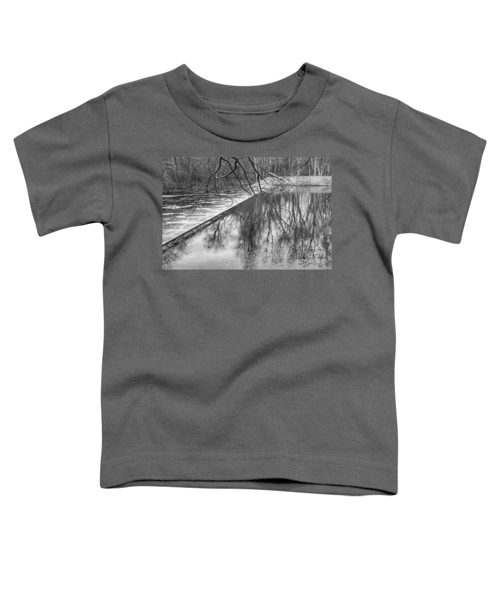 Winter Toddler T-Shirt featuring the photograph Water Flowing Over Dam in Wayne New Jersey by Christopher Lotito