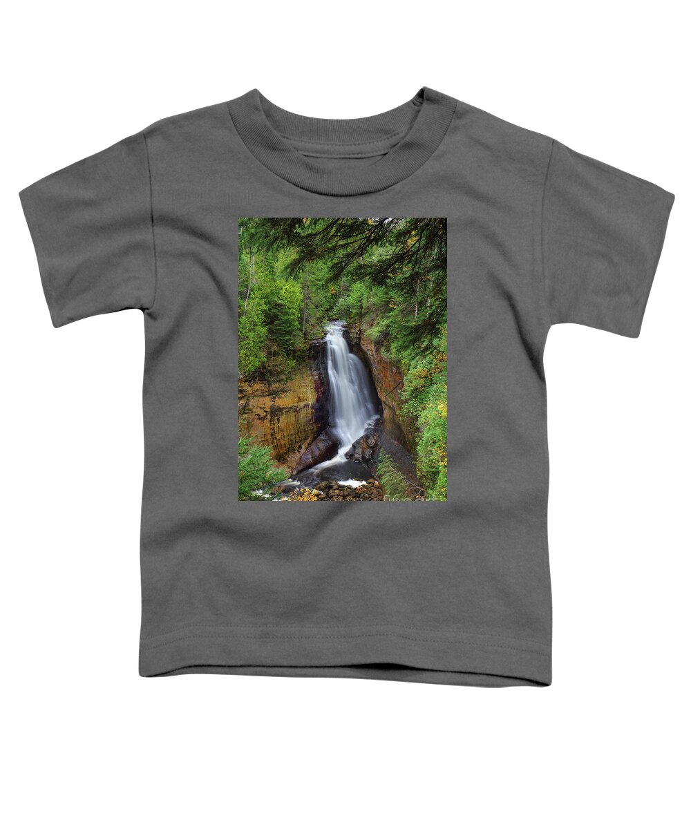 Miners Toddler T-Shirt featuring the photograph Waterfalls Miners Pictured Rocks Munising -0002 by Norris Seward