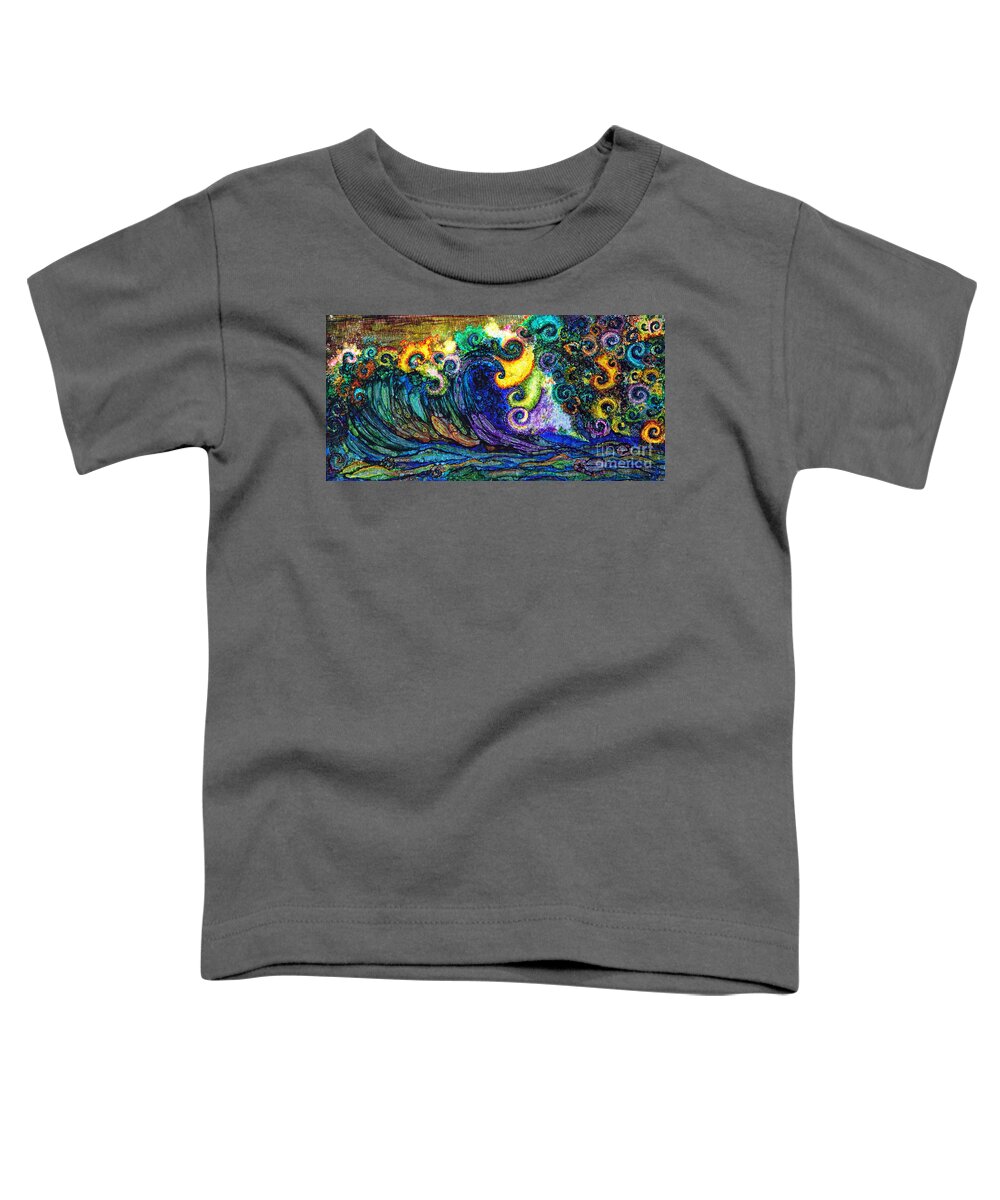 Jan Killian Toddler T-Shirt featuring the painting Waves and Fish by Jan Killian