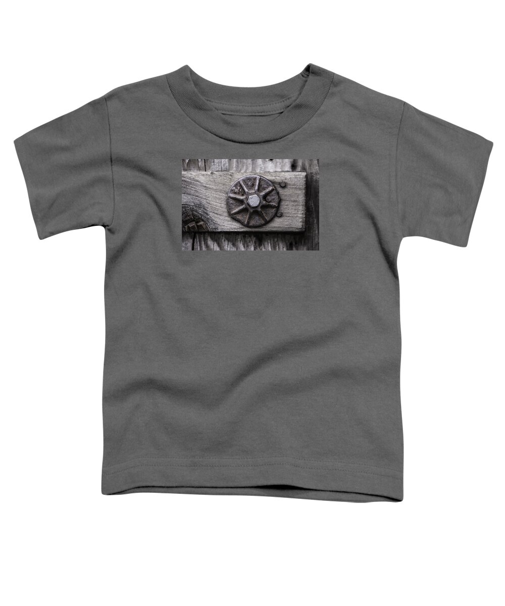 Macro Toddler T-Shirt featuring the photograph Weathered Wood and Metal One by Kandy Hurley