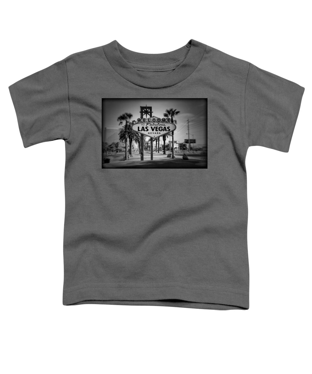 Las Toddler T-Shirt featuring the photograph Welcome To Las Vegas Series Holga Black and White by Ricky Barnard
