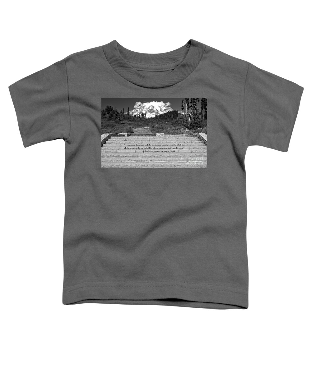 Black And White Toddler T-Shirt featuring the photograph Welcome To Paradise Meadows - Black And White by Adam Jewell