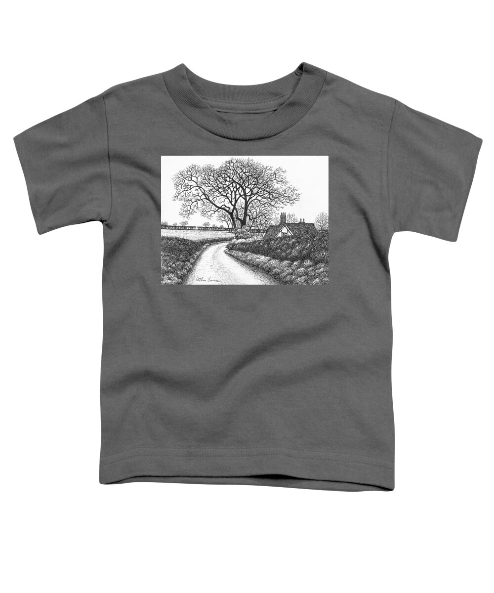 Wales Toddler T-Shirt featuring the drawing Welsh Lane by Arthur Barnes